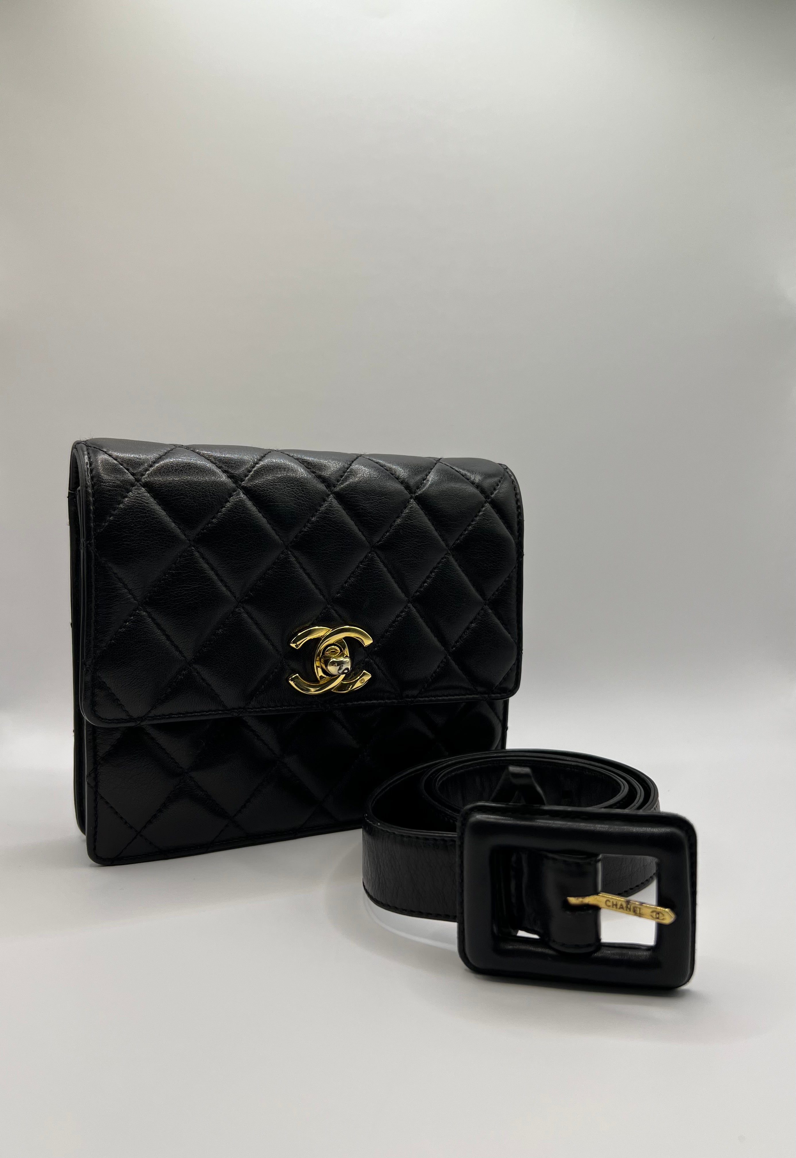 Chanel Black Caviar Fanny Pack Belt Waist Bag Business Affinity